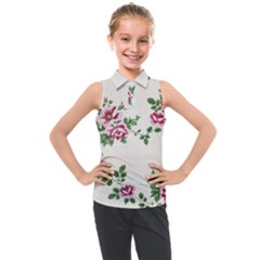 Vintage Flower Art Artwork Blooming Blossom Botanical Botany Nature Floral Pattern Kids  Sleeveless Polo T-shirt