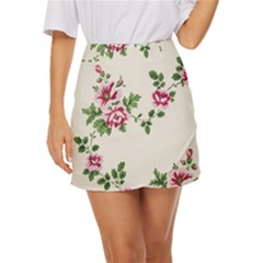 Vintage Flower Art Artwork Blooming Blossom Botanical Botany Nature Floral Pattern Mini Front Wrap Skirt