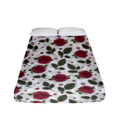 Roses Flowers Leaves Pattern Scrapbook Paper Floral Background Fitted Sheet (full/ Double Size) by Maspions