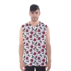 Roses Flowers Leaves Pattern Scrapbook Paper Floral Background Men s Basketball Tank Top