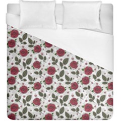 Roses Flowers Leaves Pattern Scrapbook Paper Floral Background Duvet Cover (king Size)