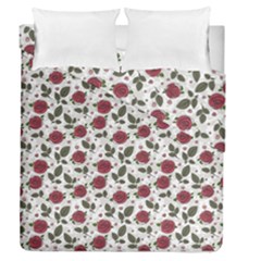 Roses Flowers Leaves Pattern Scrapbook Paper Floral Background Duvet Cover Double Side (queen Size)