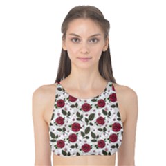 Roses Flowers Leaves Pattern Scrapbook Paper Floral Background Tank Bikini Top