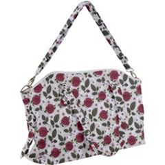 Roses Flowers Leaves Pattern Scrapbook Paper Floral Background Canvas Crossbody Bag by Maspions