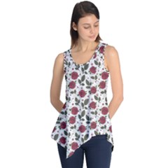 Roses Flowers Leaves Pattern Scrapbook Paper Floral Background Sleeveless Tunic