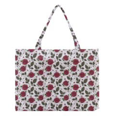 Roses Flowers Leaves Pattern Scrapbook Paper Floral Background Medium Tote Bag