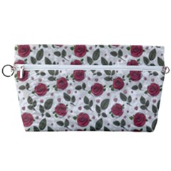 Roses Flowers Leaves Pattern Scrapbook Paper Floral Background Handbag Organizer