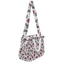 Roses Flowers Leaves Pattern Scrapbook Paper Floral Background Rope Handles Shoulder Strap Bag View2