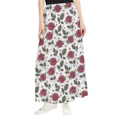 Roses Flowers Leaves Pattern Scrapbook Paper Floral Background Maxi Chiffon Skirt