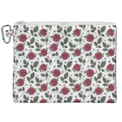 Roses Flowers Leaves Pattern Scrapbook Paper Floral Background Canvas Cosmetic Bag (xxl) by Maspions