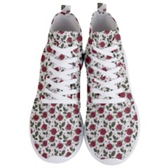 Roses Flowers Leaves Pattern Scrapbook Paper Floral Background Men s Lightweight High Top Sneakers