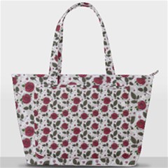 Roses Flowers Leaves Pattern Scrapbook Paper Floral Background Back Pocket Shoulder Bag 