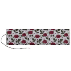 Roses Flowers Leaves Pattern Scrapbook Paper Floral Background Roll Up Canvas Pencil Holder (l)