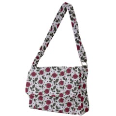 Roses Flowers Leaves Pattern Scrapbook Paper Floral Background Full Print Messenger Bag (l)