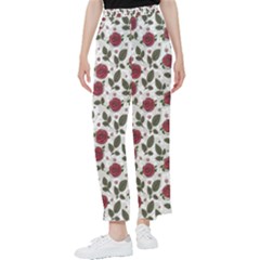 Roses Flowers Leaves Pattern Scrapbook Paper Floral Background Women s Pants  by Maspions