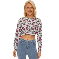 Roses Flowers Leaves Pattern Scrapbook Paper Floral Background Lightweight Long Sleeve Sweatshirt