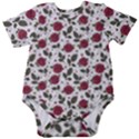 Roses Flowers Leaves Pattern Scrapbook Paper Floral Background Baby Short Sleeve Bodysuit View1