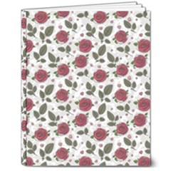 Roses Flowers Leaves Pattern Scrapbook Paper Floral Background 8  X 10  Hardcover Notebook by Maspions