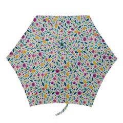 Background Pattern Leaves Pink Flowers Spring Yellow Leaves Mini Folding Umbrellas