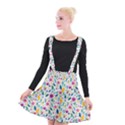 Background Pattern Leaves Pink Flowers Spring Yellow Leaves Suspender Skater Skirt View1