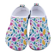 Background Pattern Leaves Pink Flowers Spring Yellow Leaves Kids  Sock-style Water Shoes