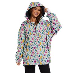 Background Pattern Leaves Pink Flowers Spring Yellow Leaves Women s Ski And Snowboard Waterproof Breathable Jacket