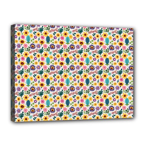 Floral Flowers Leaves Tropical Pattern Canvas 16  X 12  (stretched)