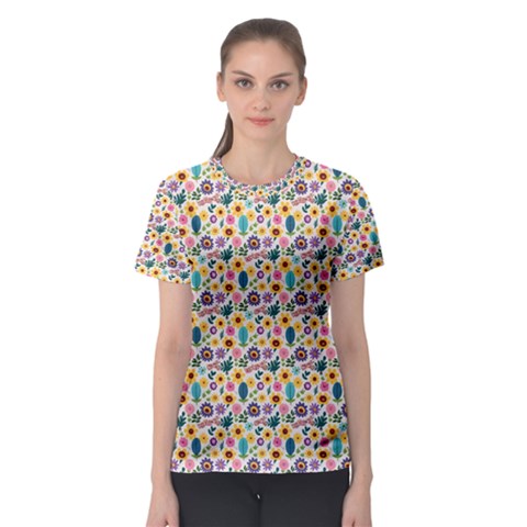 Floral Flowers Leaves Tropical Pattern Women s Sport Mesh T-shirt by Maspions