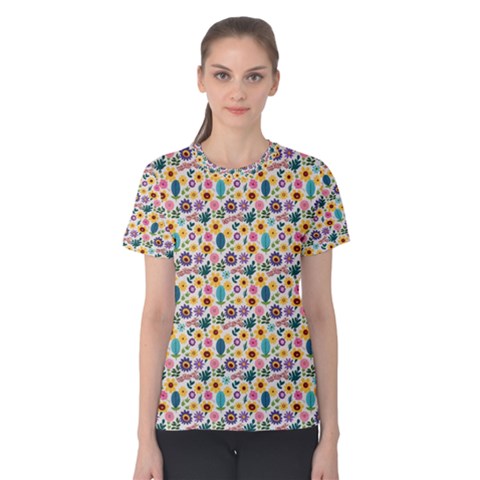 Floral Flowers Leaves Tropical Pattern Women s Cotton T-shirt by Maspions