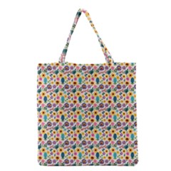 Floral Flowers Leaves Tropical Pattern Grocery Tote Bag