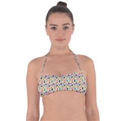 Floral Flowers Leaves Tropical Pattern Tie Back Bikini Top