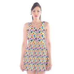 Floral Flowers Leaves Tropical Pattern Scoop Neck Skater Dress