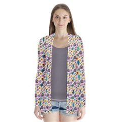 Floral Flowers Leaves Tropical Pattern Drape Collar Cardigan