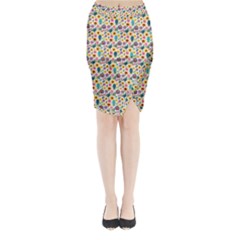 Floral Flowers Leaves Tropical Pattern Midi Wrap Pencil Skirt