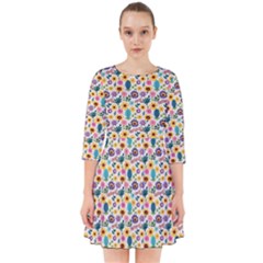 Floral Flowers Leaves Tropical Pattern Smock Dress