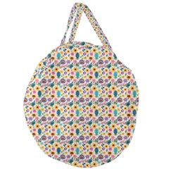 Floral Flowers Leaves Tropical Pattern Giant Round Zipper Tote