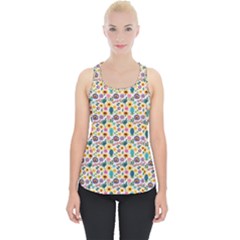 Floral Flowers Leaves Tropical Pattern Piece Up Tank Top by Maspions