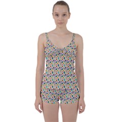 Floral Flowers Leaves Tropical Pattern Tie Front Two Piece Tankini