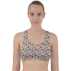 Floral Flowers Leaves Tropical Pattern Back Weave Sports Bra