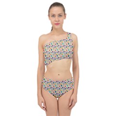 Floral Flowers Leaves Tropical Pattern Spliced Up Two Piece Swimsuit