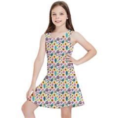 Floral Flowers Leaves Tropical Pattern Kids  Lightweight Sleeveless Dress by Maspions