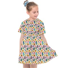 Floral Flowers Leaves Tropical Pattern Kids  Sailor Dress