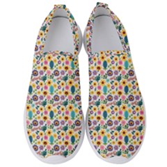 Floral Flowers Leaves Tropical Pattern Men s Slip On Sneakers