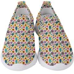 Floral Flowers Leaves Tropical Pattern Kids  Slip On Sneakers