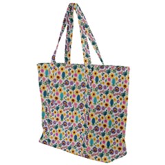 Floral Flowers Leaves Tropical Pattern Zip Up Canvas Bag