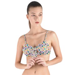 Floral Flowers Leaves Tropical Pattern Tie Up Cut Bikini Top