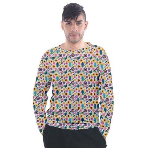 Floral Flowers Leaves Tropical Pattern Men s Long Sleeve Raglan T-shirt by Maspions