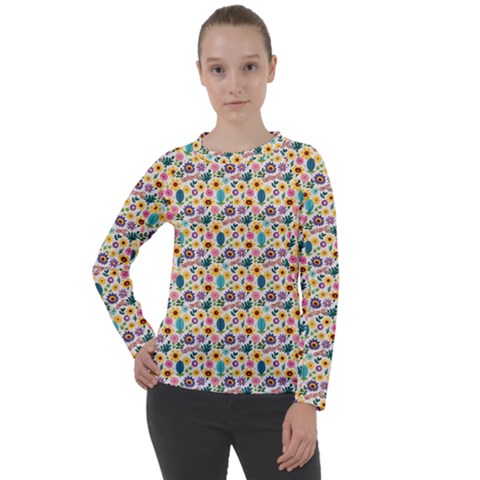 Floral Flowers Leaves Tropical Pattern Women s Long Sleeve Raglan T-shirt by Maspions