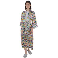 Floral Flowers Leaves Tropical Pattern Maxi Satin Kimono