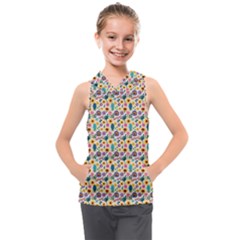 Floral Flowers Leaves Tropical Pattern Kids  Sleeveless Hoodie